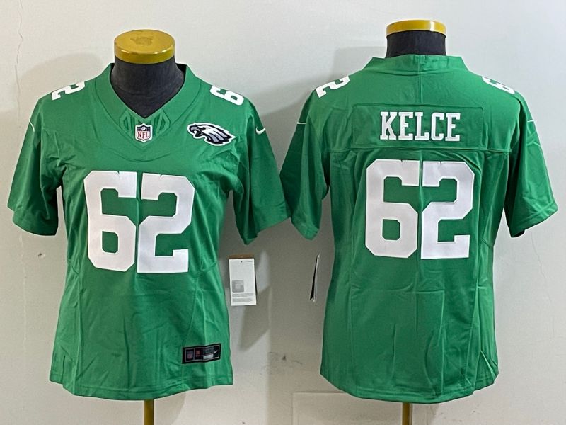 Youth Philadelphia Eagles #62 Kelce Green three generations 2025 Nike Vapor Limited NFL Jersey style 3